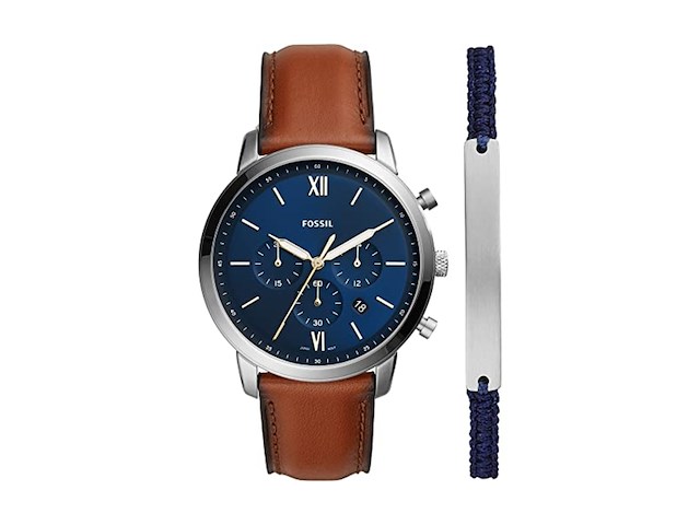 Fossil neutra horloge voor herenkwarts chronograaf uurwerk met leren band - afbeelding 1 van  1