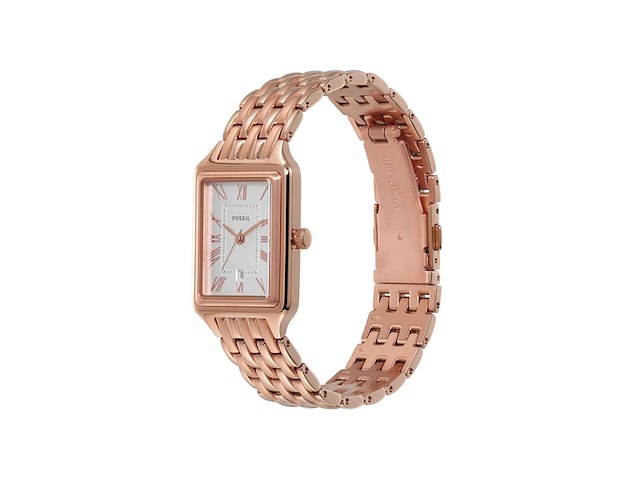 Fossil raquel horloge voor dames quartz uurwerk met drie wijzers en een roestvrij stalen band - afbeelding 2 van  4