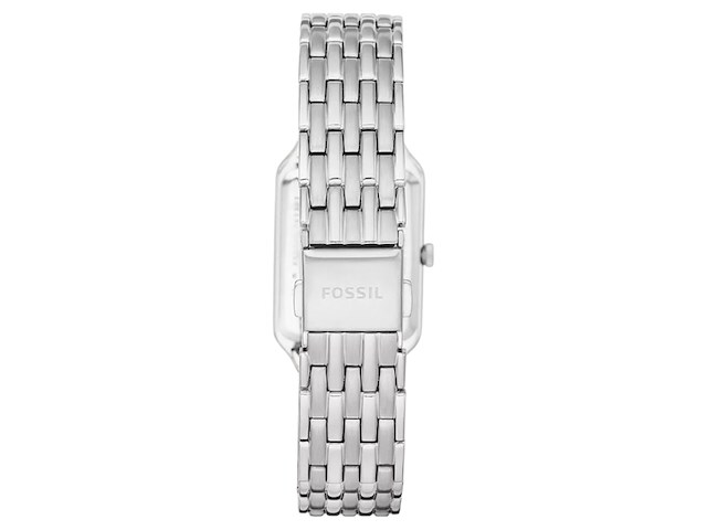Fossil raquel horloge voor damesquartz uurwerk met roestvrij stalen of leren band zilverkleur en wit - afbeelding 2 van  3