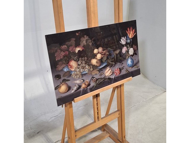 Foto op dibond, reproductie van balthasar van der ast, stilleven met vruchten en bloemen - afbeelding 2 van  6