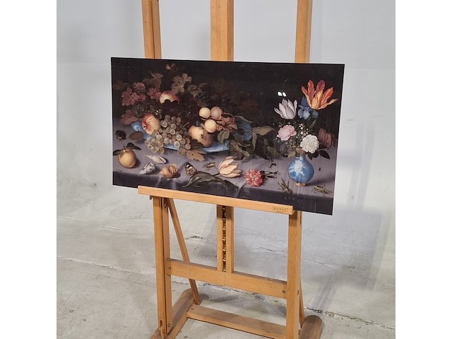 Foto op dibond, reproductie van balthasar van der ast, stilleven met vruchten en bloemen - afbeelding 3 van  6