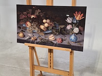 Foto op dibond, reproductie van balthasar van der ast, stilleven met vruchten en bloemen - afbeelding 3 van  6