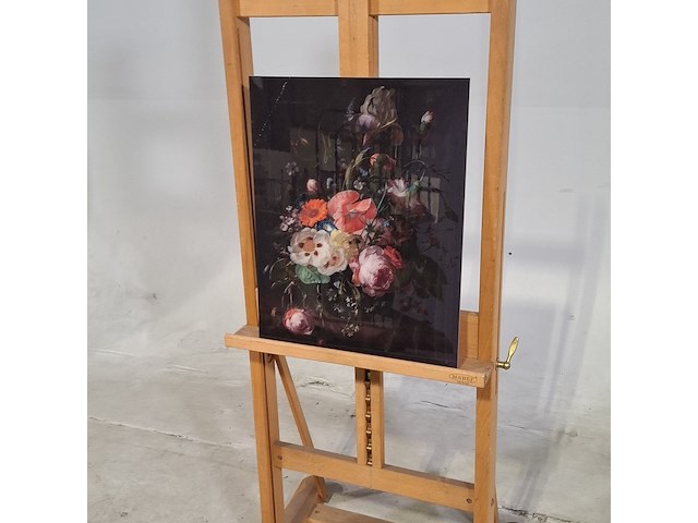 Foto op dibond, reproductie van rachel ruysch, stilleven met bloemen op een marmeren tafelblad - afbeelding 3 van  6