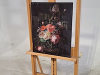Foto op dibond, reproductie van rachel ruysch, stilleven met bloemen op een marmeren tafelblad - afbeelding 3 van  6