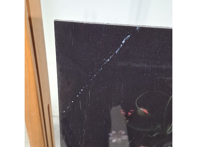 Foto op dibond, reproductie van rachel ruysch, stilleven met bloemen op een marmeren tafelblad - afbeelding 4 van  6