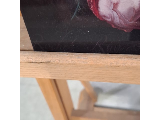 Foto op dibond, reproductie van rachel ruysch, stilleven met bloemen op een marmeren tafelblad - afbeelding 5 van  6