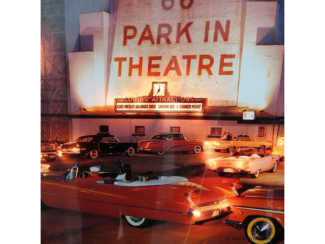 Fotografische print met de titel "66 park-in theatre" uit de serie roadside america van de amerikaanse fotograaf lucinda lewis met verlichting - afbeelding 6 van  10