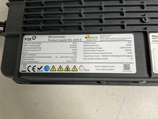 Fox ess - m1-!000-e - micro inverter - afbeelding 3 van  4