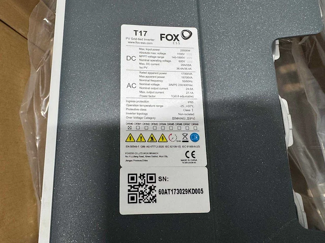 Foxess - t17-g3 - omvormer (17kw) - afbeelding 2 van  6