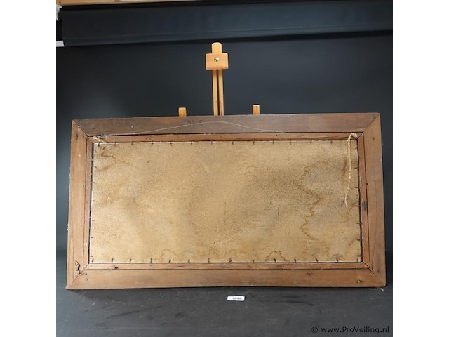 Fraai bestoken oude houten lijst met religieus tafereel - afbeelding 5 van  5