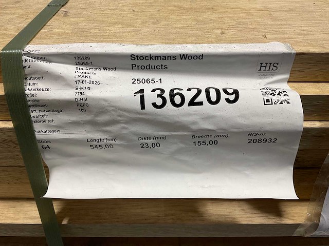 Fraké plank - 545x15,5x2,3 cm (20x) - afbeelding 8 van  8