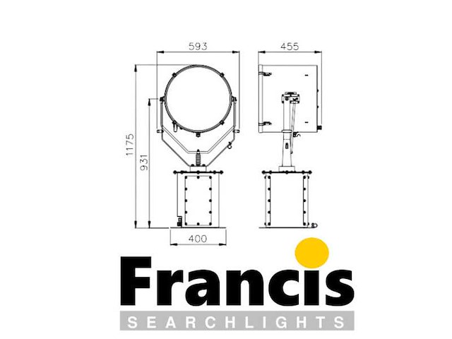 Francis l480rc electric remote controlled professional searchlight 230v - 1000w - afbeelding 9 van  9