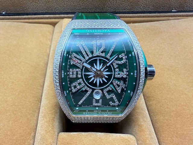 Franck muller vanguard | 44mm | diamonds | green - afbeelding 1 van  13