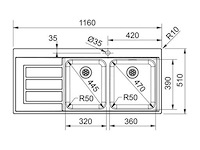 Franke epos eox 221 spoelbak met druipblad - 1160x510 mm (2x) - afbeelding 2 van  7