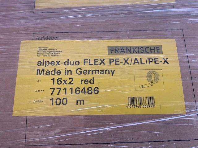 Frankische alpex-duo flex pe-x/al/pe-x 16x2 red 100m flexibele meerlagen buis (6x) - afbeelding 3 van  3