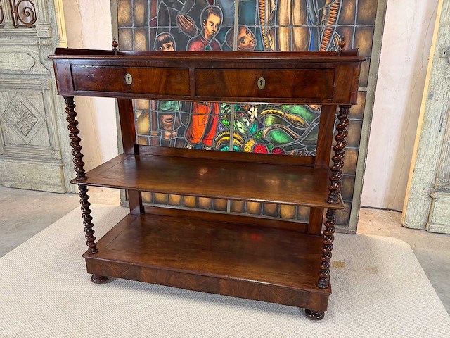 Franse authentieke mahonie etagere; +-1900 - afbeelding 2 van  4