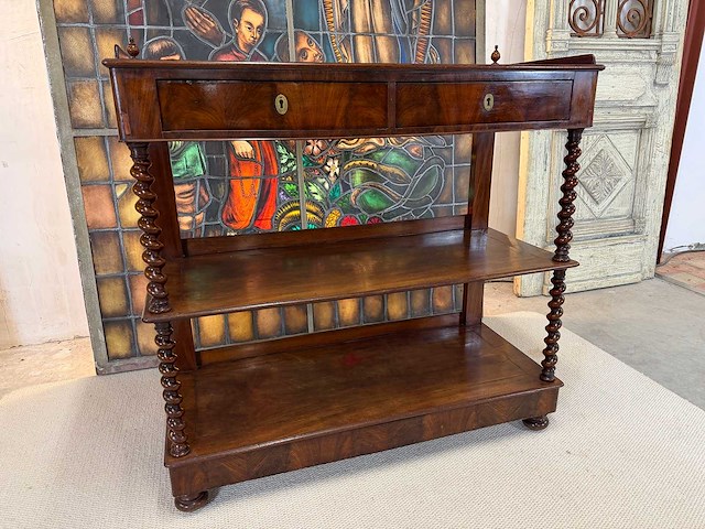 Franse authentieke mahonie etagere; +-1900 - afbeelding 3 van  4