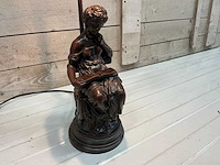 Franse figuratieve bronzen lamp lezende dame (jaren 70) - afbeelding 3 van  8