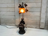 Franse figuratieve bronzen lamp lezende dame (jaren 70) - afbeelding 8 van  8