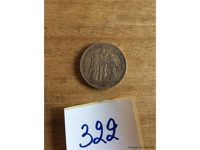 Franse munt 5fr 1875 - afbeelding 3 van  3