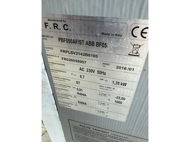 F.r.c. italy - 2016 - pbf050 - snelkoeler / blastchiller - afbeelding 5 van  5