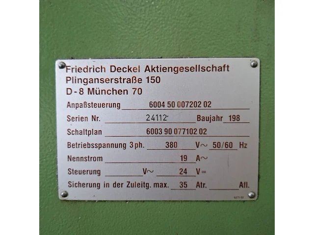 Freesmachine, deckel, fp 3a, volgen opgave 1994 - afbeelding 7 van  26