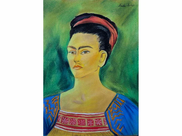 Frida kahlo - gouache op papier 50x40 cm - afbeelding 1 van  3