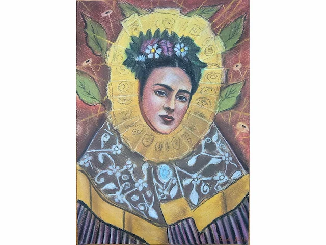 Frida kahlo-gouache op papier - afbeelding 1 van  3