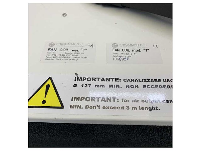 Frigomat series t 744 10.000 btu 230v marine aircon fancoil unit - afbeelding 3 van  5