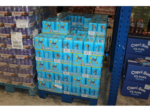 Frisdrank tropico sinaasappel ananas. 62 trays a 24 blikken 0,33l. totaal 1488 blikken. tht 6-26. bod is in... - afbeelding 1 van  3