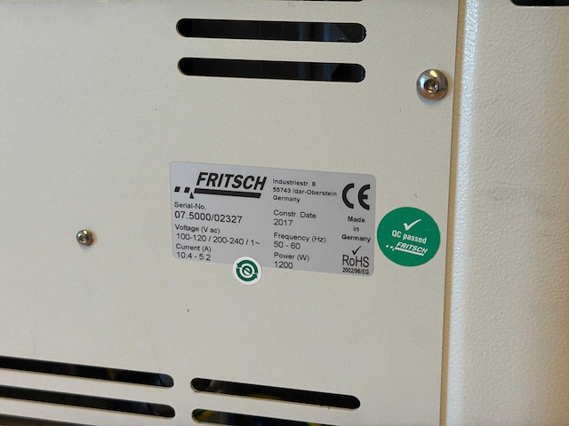 Fritsch pulverisette 7 premium line planetary micro mill laboratoriummolen 2017 + toebehoren - afbeelding 4 van  10