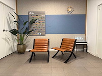 Fritz hansen ax chair cognac leder zwart hout (2x) - afbeelding 7 van  14