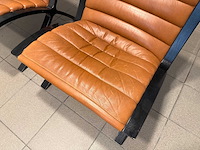Fritz hansen ax chair cognac leder zwart hout (2x) - afbeelding 11 van  14