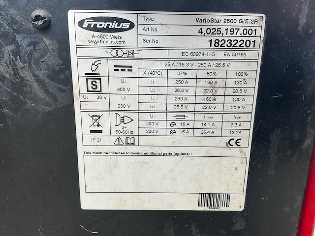 Fronius - variostar 2500 - mig/mag lasapparaat - afbeelding 13 van  13