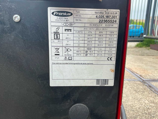 Fronius - variostar 2500 - mig/mag lasapparaat - afbeelding 2 van  13
