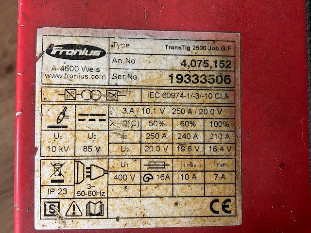 Fronius transtig 2500 tig lasapparaat - afbeelding 5 van  6