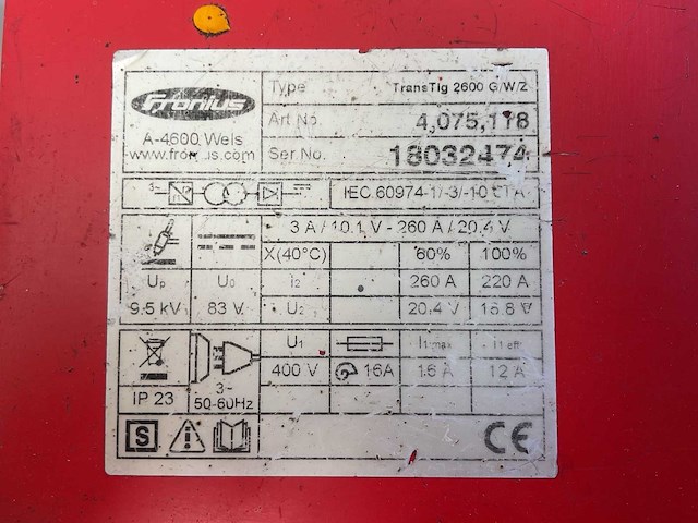 Fronius transtig 2600 g w z lasapparaat - afbeelding 9 van  9