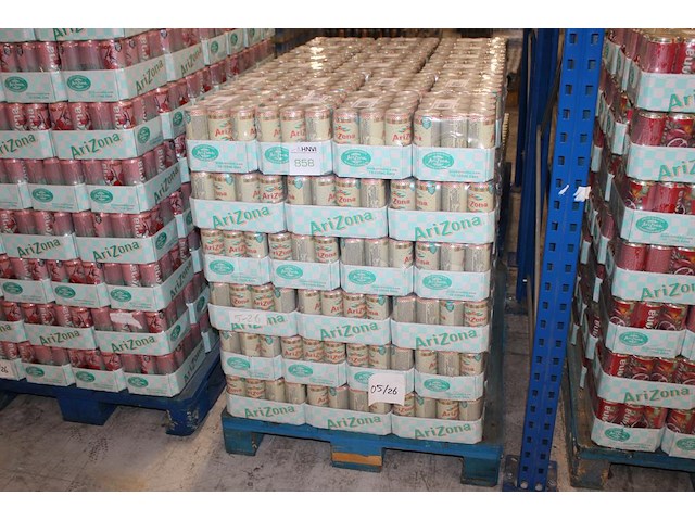 Fruitdrank arizona ice tea peach. 120 trays a 12 stuks 33 cl. totaal 1440 blikken. tht 5-26. bod is inclusi... - afbeelding 1 van  3
