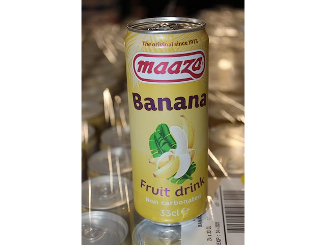 Fruitdrank blikken maaza banana. 1656 blikken op pallet. tht verlopen. bod is inclusief 248 euro statiegeld... - afbeelding 3 van  3