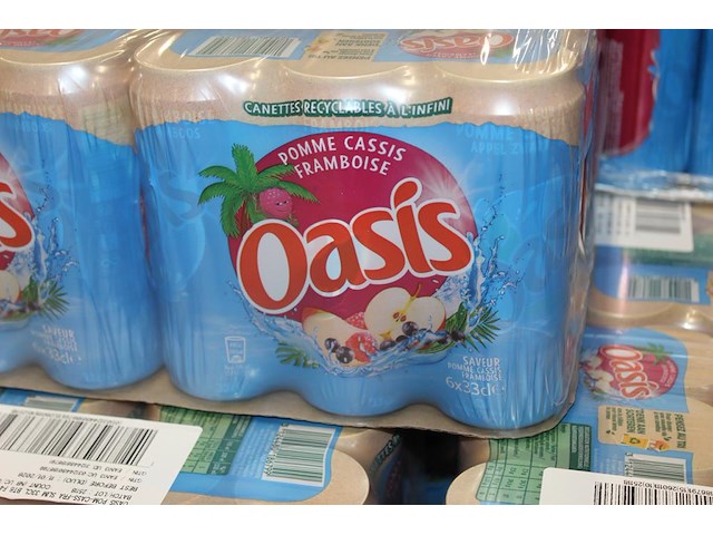 Fruitdrank oasis cassis. 64 trays a 24 stuks 33 cl. totaal 1536 blikken. tht 1-26. bod is inclusief 230,40 ... - afbeelding 3 van  3
