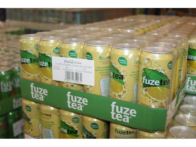 Fuze-tea sparkling lemon 0,33l. 98 trays a 24 stuks. totaal 2352 stuks. tht 5-26. bod is inclusief 352,80 e... - afbeelding 3 van  3