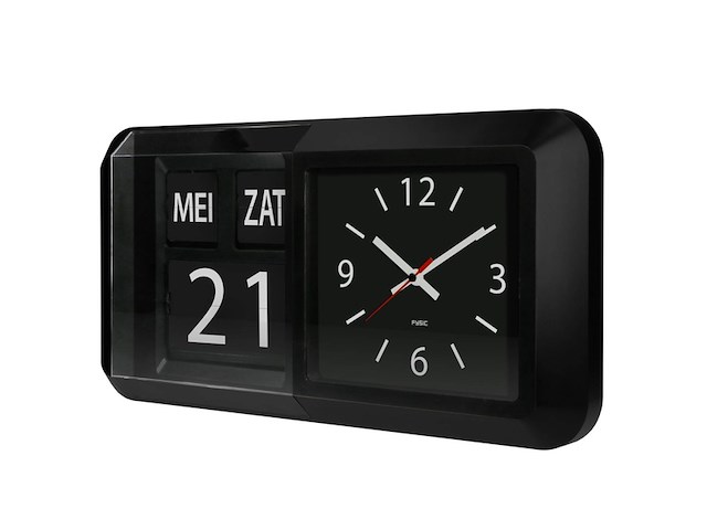 Fysic fk850 dementieklok / grote analoge wandklok met tijd dag en datum zwart - afbeelding 2 van  6