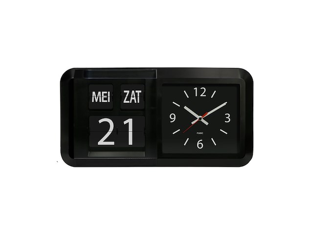 Fysic fk850 dementieklok / grote analoge wandklok met tijd dag en datum zwart - afbeelding 3 van  6