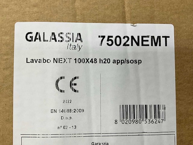 Galassia - next 7502nemt - porselein wastafel 100 x 45 cm - afbeelding 4 van  5