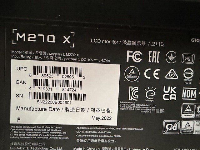 Gaming monitor, gigabyte, m27q x - afbeelding 6 van  6