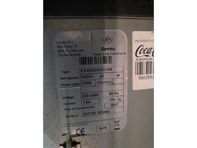 Gamko - e3/2226mucc84 - 3 deurs cocacola rvs glasdeurkoeling - afbeelding 6 van  8