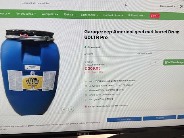 Garagezeep americol geel met korrel drum 60ltr pro - afbeelding 2 van  5