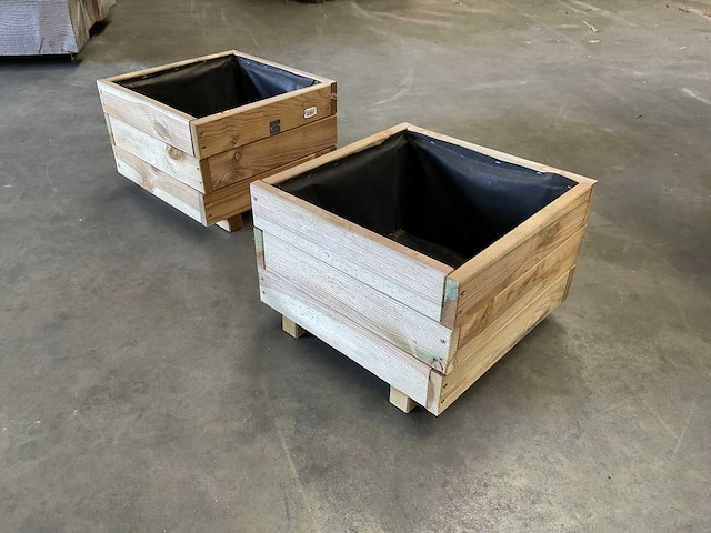 Garlux bloembak geïmpregneerd vuren 40x40x28 cm (2x) - afbeelding 1 van  3