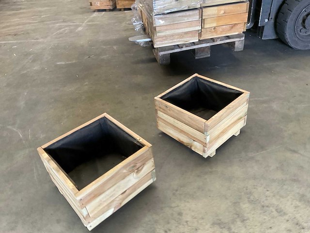 Garlux bloembak geïmpregneerd vuren 40x40x28 cm (2x) - afbeelding 2 van  3