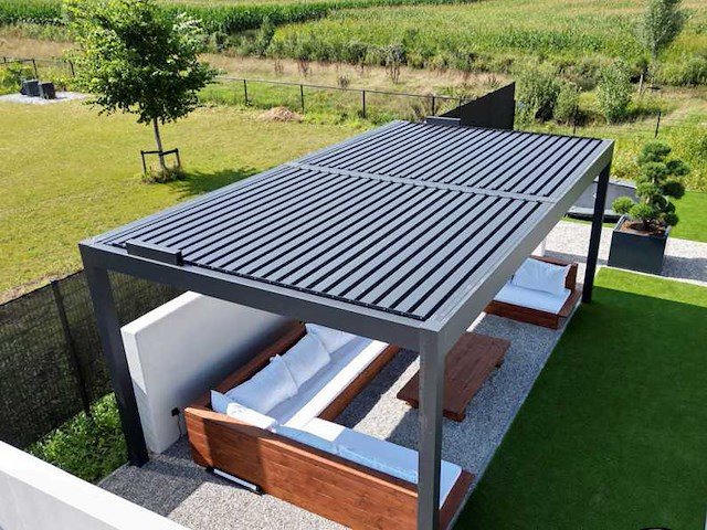 Garraf p150 terrasoverkapping 4x4m (louvre dak) pergola electrisch bediend - afbeelding 5 van  10